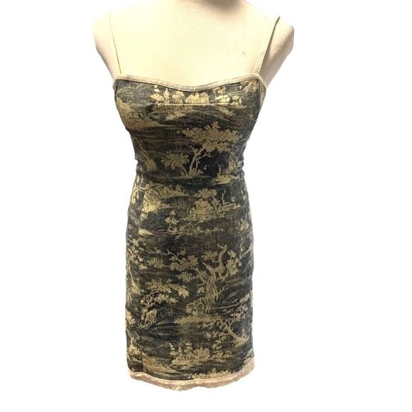 Nanette Lepore Denim Toile Strapless Dress Sz 2 - Picture 1 of 6